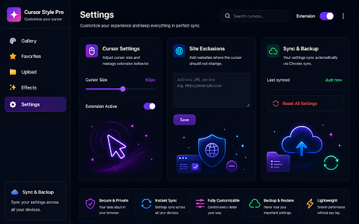 Cursor Style Pro ★ 50+ stunning cursor styles for Chrome :: Animated & custom cursors for Chrome. 150+ stunning cursor styles, animated trails, click effects, cursor pets & more