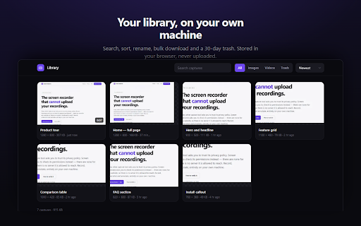 Screen Awesome — Record, Capture & Annotate :: The screen recorder that can't upload. No cloud, no account, no host permissions — capture, record and annotate on your device.