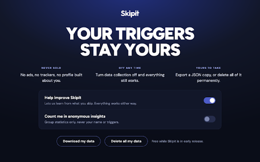 Skipit :: Skip or preview sexual assault, self-harm, violence and more, scene by scene, while you stream. You choose what you see.