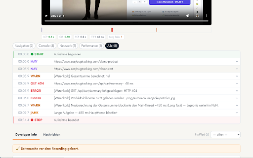 Easy Bug Tracking :: Bug-Reporting mit Screen-Recording, Annotationen und Console/Netzwerk-Capture.