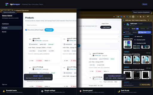 UpScraper: Bulk Product Image & Data Scraper :: Bulk image scraper and product data finder for e-commerce. Find product photos and specs for backfilling and catalog scraping