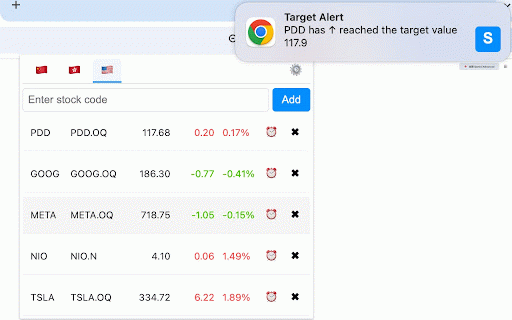 Mini Stock Viewer :: A Chrome plugin that supports real-time market monitoring of A-shares, Hong Kong stocks, and US stocks.(支持A股、港股、美股实时行情监控的Chrome插件)