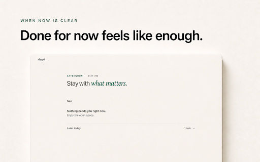 Dayli: Your Tasks in Focus :: Stay focused by seeing only the tasks that matter now whenever you open a new tab.