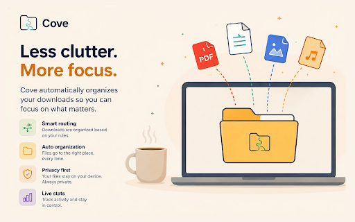 Cove — Download Router :: Route your downloads from any website to the right folder, automatically. Keep your Downloads folder organized.