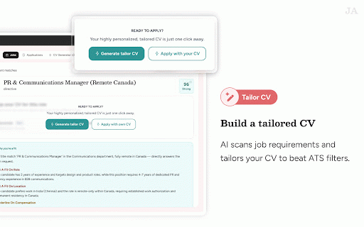 JobAlchemy – Get Hired 2.6x Faster with AI :: On a mission to solve unemployment. Autofill applications, generate tailored CVs, and boost your chances in a single click.