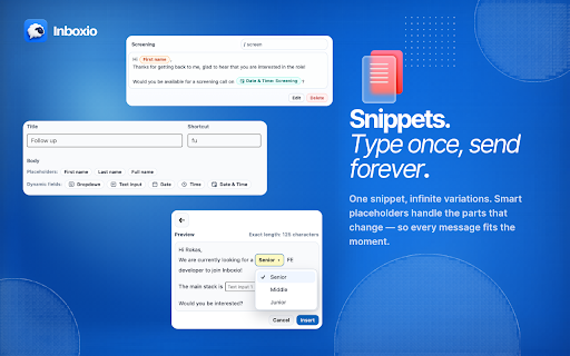 Inboxio - AI replies, Folders, Tags & Snippets for LinkedIn Messaging :: Boost LinkedIn messaging with AI replies, folders, tags, and snippets. Built for recruiters and sales professionals.