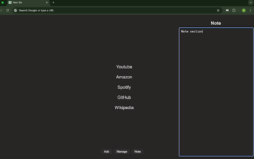 Sleek Favorites :: A minimalist homepage with customizable favorites and a memo space.