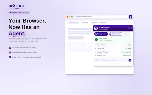 Inxtinct One :: Inxtinct One uses AI agents to check links, emails, websites and screenshots to detect phishing scams before you interact.