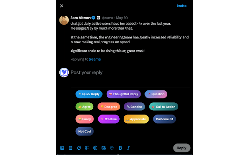 ReplyWizz :: ReplyWizz generates smart LinkedIn & X comments with one click. Keyboard shortcuts let you scroll, like, reply & post fast.