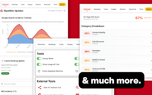 SEO ToolBox :: RedSEO utility SEO toolbox with GSC calculations overlay and more.