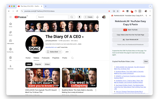 NotebookLM: Youtube Easy Copy & Paste :: Easily add 100s of YouTube videos to NotebookLM.