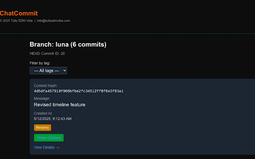 ChatCommit :: Git‑like version control for ChatGPT: commits, branches, merges, tags, and more.