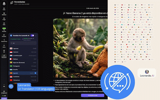 Leonardo AI: interface translator — English and 133 languages :: Translate Leonardo AI interface into 133 languages. Google Translate API. Not affiliated with Leonardo AI.