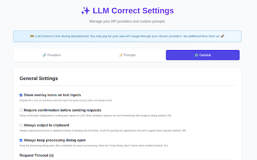 LLM Correct Extension :: AI-powered text generation and correction extension with voice input