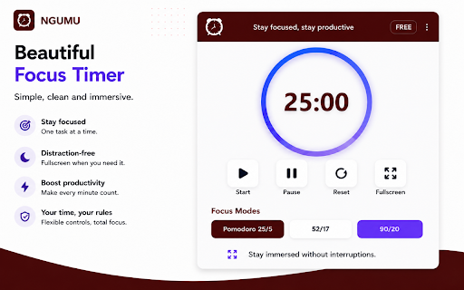 NGUMU: Screen Time Control :: A productivity-focused screen time management extension with customizable timers and work-break cycles