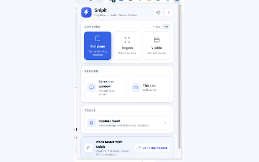 SnipIt — Screenshot, Screen Recorder & Share :: Capture full pages, regions, tabs and screens. Annotate, trim and share with SnipIt.