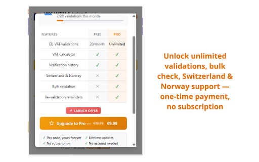 VIES VAT Validator - EU VAT Number Checker :: Verify EU, Swiss & Norwegian VAT numbers via official VIES. Bulk validation, PDF certificates, VAT calculator, dark mode.