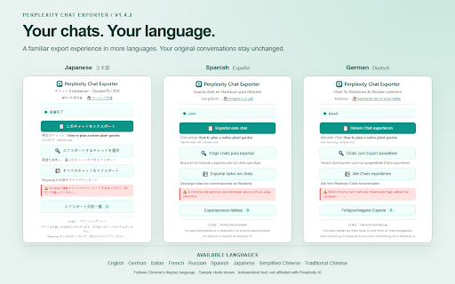Perplexity Chat Exporter :: Export Perplexity chats to Markdown for Obsidian. Save one, selected, or all chats with sources. Free, local, no API key.