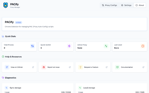 PACify | The Proxy Manager :: Complete proxy manager for Chrome. Create, edit, and switch between PAC scripts, manual proxies, and system configurations easily.
