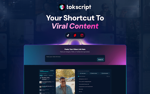 Tokscript :: Transform TikTok videos into text instantly. Copy, download, and save video captions with one click.