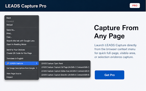 LEADS Capture Pro™ :: Enterprise-grade evidence capture for investigators.