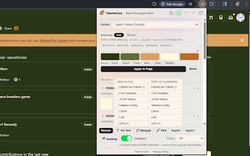 PaletteLive :: Extract, edit, and export color palettes from any website live.