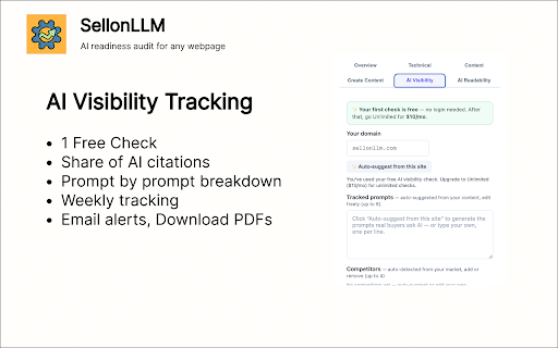 AEO/GEO Audit Tool - AI readiness check :: Free AEO audit + AI Readability scan. Create Content ($5) & AI Visibility tracking ($10/mo). Try one visibility check free.