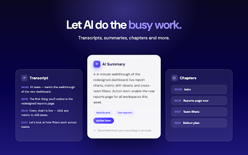 Dadan – Screen Recorder, AI Meeting Notes & SOPs :: Record screen, webcam, and meetings. Get AI transcripts and summaries. Create step-by-step guides and SOPs; edit and share videos.