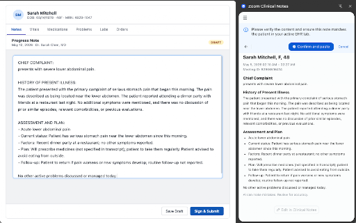 Zoom Clinical Notes :: Review, copy, and paste your Zoom AI Companion clinical notes directly into your EHR.