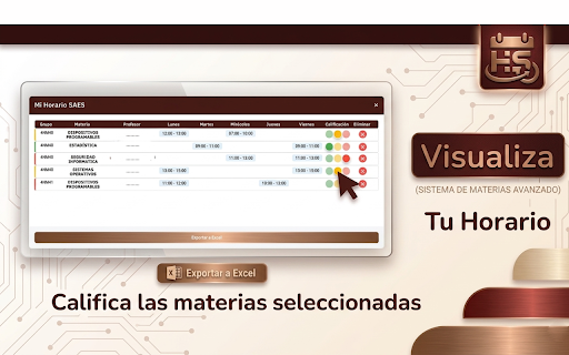Hi-SAES :: Hi-SAES esta diseñada para estudiantes del IPN que usan el sistema SAES y que buscan una forma sencilla de armar su horario.