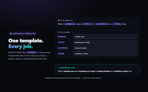 PromptChief – AI Prompt Manager & Improver :: Your personal AI prompt library — save, search, insert & AI-improve your prompts in any AI chat with one click. Cloud-synced.
