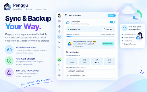 Penggu — Kanban Board, Notes, Pomodoro Timer & Web Clipper :: Penggu — Your personal workspace companion, living right in your browser. Kanban boards, web clipper, notes & focus timer.