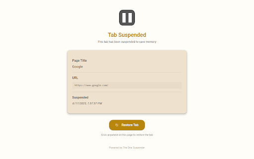 The One Suspender - UnaSuspender :: Auto-suspend inactive tabs with full manual controls and preferences.