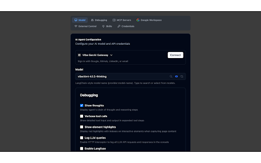 Vibe for Gemini — AI Browser Agent :: AI browser agent for Gemini. Automate web tasks with Gemini CLI. Pre-authenticated sessions, markdown snapshots, Google Workspace.