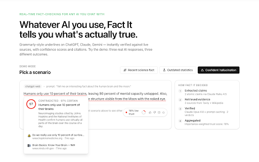 Fact It :: Real-time fact-checking for any AI you chat with.