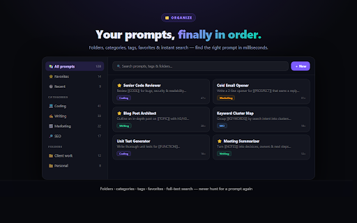 PromptChief – AI Prompt Manager & Improver :: Your personal AI prompt library — save, search, insert & AI-improve your prompts in any AI chat with one click. Cloud-synced.