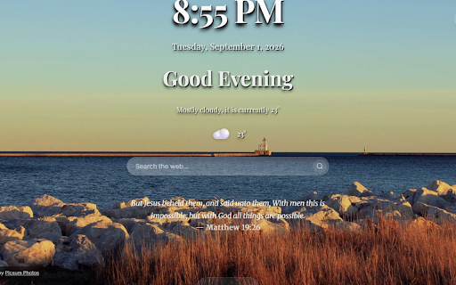 BiBliaTab - Minimalist NewTab :: Transform your new tab into a spiritual sanctuary with daily Bible verses, weather, and beautiful customization.