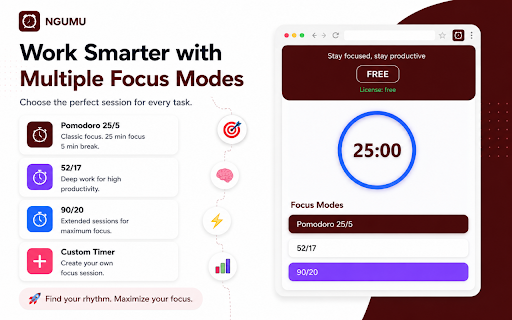 NGUMU: Screen Time Control :: A productivity-focused screen time management extension with customizable timers and work-break cycles