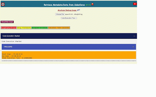 Retrieve Metadata/Data from Salesforce :: Retrieve any metadata/data from your Salesforce Org, Get detailed analysis of your debug logs in one click! Lightning Compatible.