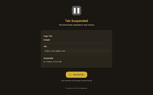 The One Suspender - UnaSuspender :: Auto-suspend inactive tabs with full manual controls and preferences.