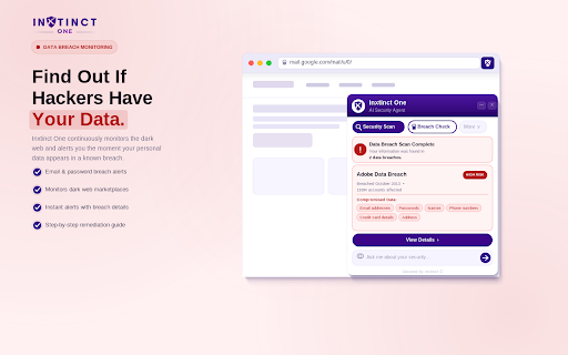 Inxtinct One :: Inxtinct One uses AI agents to check links, emails, websites and screenshots to detect phishing scams before you interact.