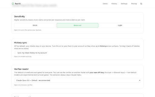 Fact It :: Real-time fact-checking for any AI you chat with.