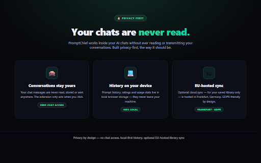 PromptChief – AI Prompt Manager & Improver :: Your personal AI prompt library — save, search, insert & AI-improve your prompts in any AI chat with one click. Cloud-synced.