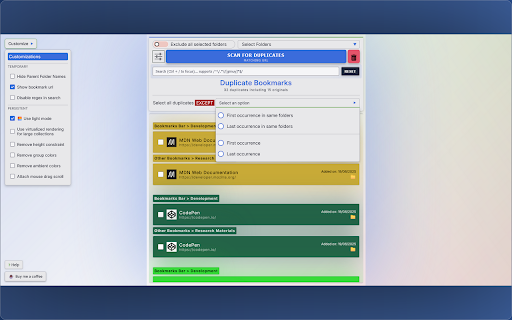 Quick Duplicate Bookmarks Finder :: Quick Duplicate Bookmarks Finder is a browser extension designed to help you efficiently search and eliminate duplicate bookmarks
