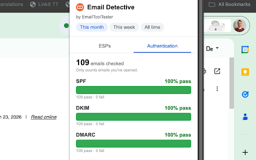 Email Detective for Gmail: Identify ESPs & Check Authentication :: See which ESP sent any email in Gmail. Detects 200+ providers and shows SPF/DKIM/DMARC authentication.