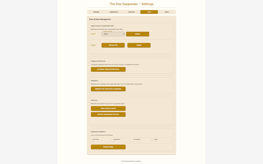 The One Suspender - UnaSuspender :: Auto-suspend inactive tabs with full manual controls and preferences.
