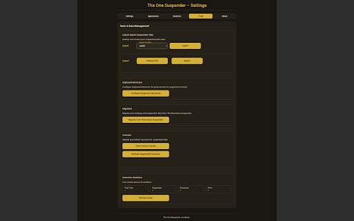 The One Suspender - UnaSuspender :: Auto-suspend inactive tabs with full manual controls and preferences.
